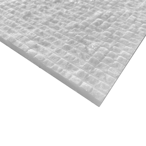 Rakestone Carved Cube Bianco Ice White 12x24 3D Honed Marble Tile