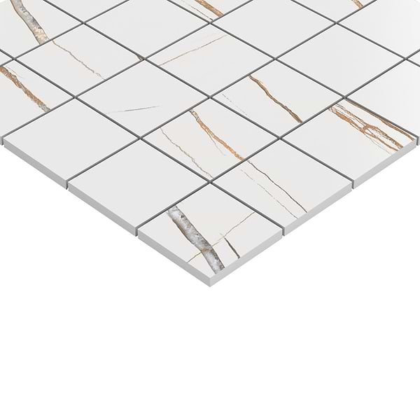 Minera Sahara Blanco White 2x2 Marble Look Matte Mosaic Tile