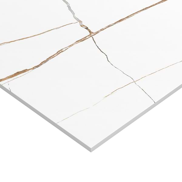 Minera Sahara Blanco White 48x48 Marble Look Polished Porcelain Tile