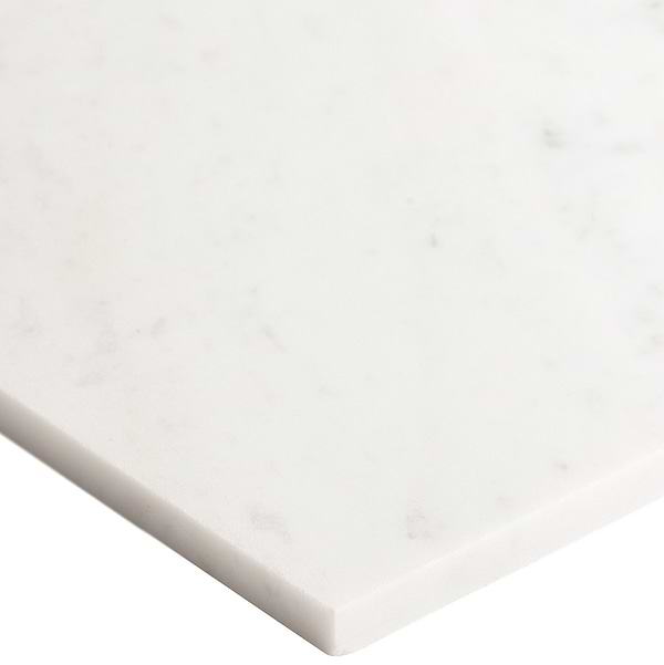 Barcode Liso Carrara White 8x8 Textured Honed Marble Tile by Michael Habachy in White, View 5, open zoomed image