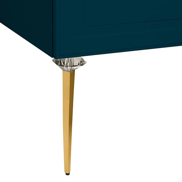 Alma Turquoise 30" Vanity with Gold Legs & Knobs with Integrated White Solid Surface Top