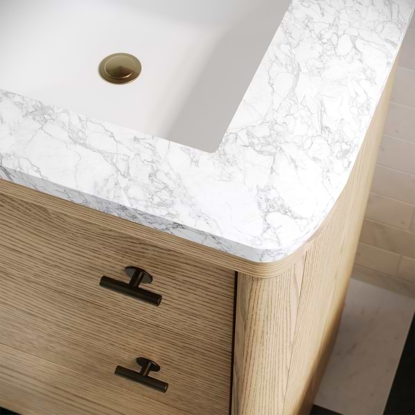 TileBar Studio Vanities Callum Natural Ash 60" Double Vanity with Carrara Marble Top