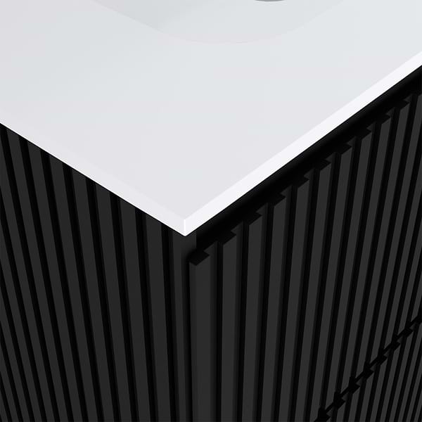 Linear Black 30" Single Vanity with Integrated White Solid Surface Top