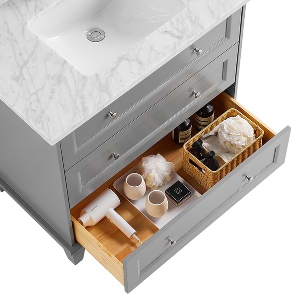 Nora Gray 36" Single Vanity with Carrara Marble Top