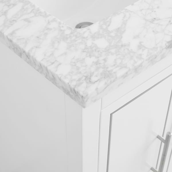 Province White and Silver 24" Single Vanity with Carrara Marble Top