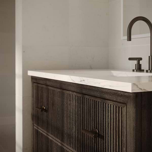 TileBar Studio Vanities Rhett Espresso Oak 60" Double Vanity with Carrara Marble Top