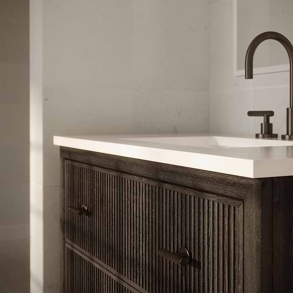 TileBar Studio Vanities Rhett Espresso Oak 60" Double Vanity with White Quartz Top