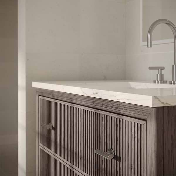 TileBar Studio Vanities Rhett Steel Oak 24" Single Vanity with Carrara Marble Top