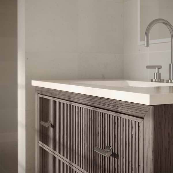 TileBar Studio Vanities Rhett Steel Oak 24" Single Vanity with White Quartz Top