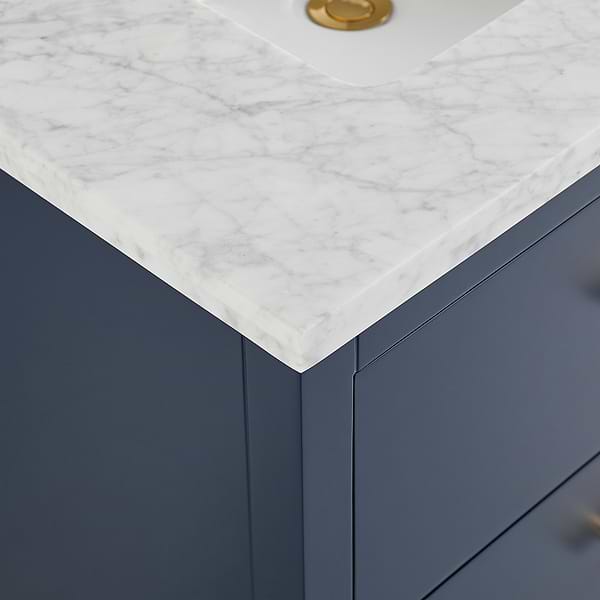 Iconic Navy and Gold 30" Single Vanity with Carrara Marble Top
