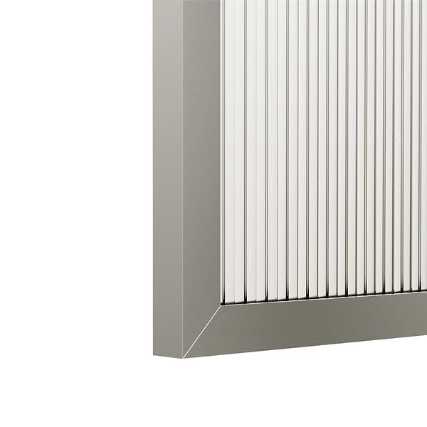 Finestra 34x62" Reversible Fixed Bathtub Door with Fluted Glass in Stainless Steel