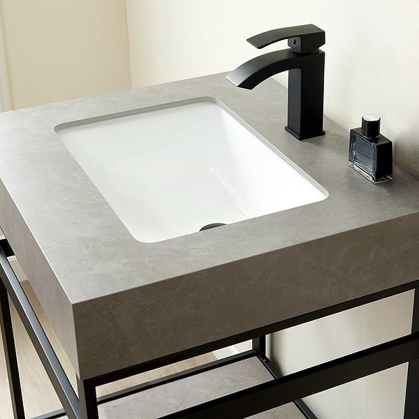 Blaire Matte Black 24" Single Vanity with Gray Sintered Stone Top