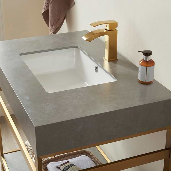 Blaire Brushed Gold 36" Single Vanity with Gray Sintered Stone Top
