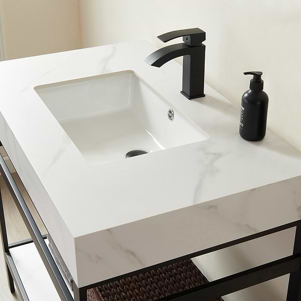 Blaire Matte Black 36" Single Vanity with White Sintered Stone Top; image 3