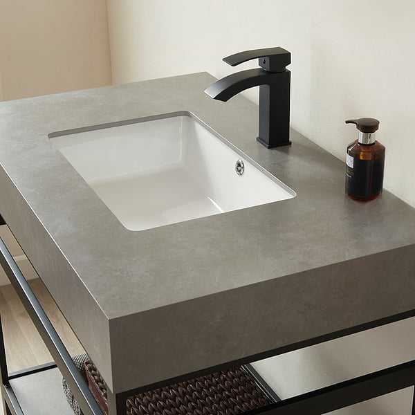 Blaire Matte Black 36" Single Vanity with Gray Sintered Stone Top