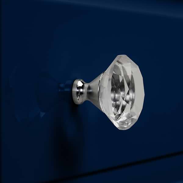 Alma Blue 30" Vanity with Chrome Legs & Knobs with Integrated White Solid Surface Top