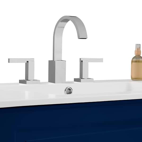 Alma Blue 42" Vanity with Chrome Legs & Knobs with Integrated White Solid Surface Top