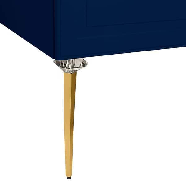 Alma Blue 42" Vanity with Gold Legs & Knobs with Integrated White Solid Surface Top