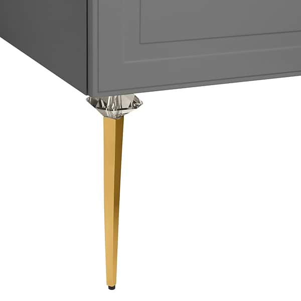 Alma Gray 42" Vanity with Gold Legs & Knobs with Integrated White Solid Surface Top