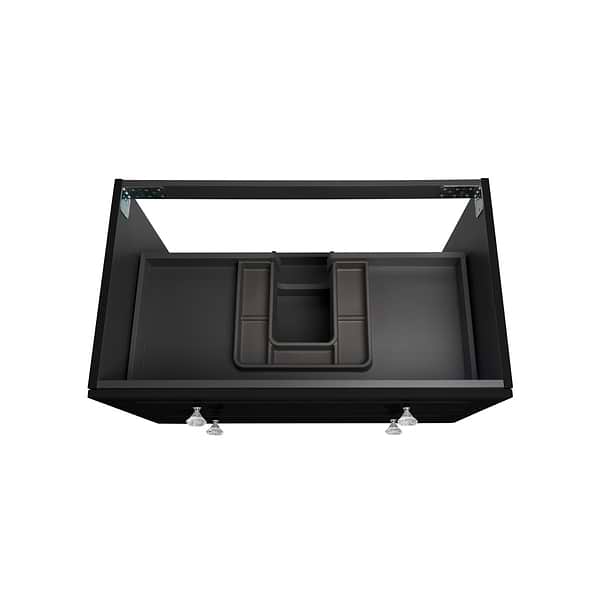 Alma Black 36" Vanity with Chrome Legs & Knobs with Integrated White Solid Surface Top