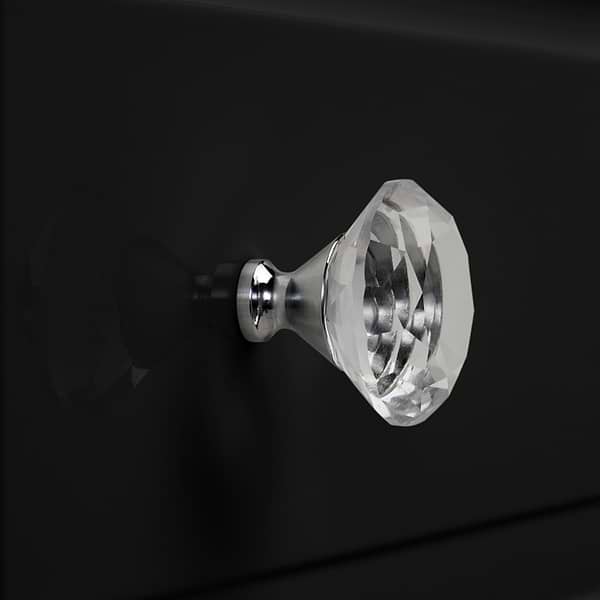 Alma Black 42" Vanity with Chrome Legs & Knobs with Integrated White Solid Surface Top