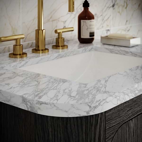 TileBar Studio Vanities Corbin Ebony Oak 30" Single Vanity with Carrara Marble Top