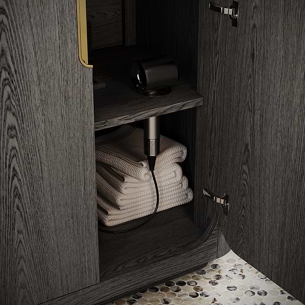 TileBar Studio Vanities Corbin Ebony Oak 60" Double Vanity with White Quartz Top
