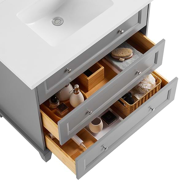 Nora Gray 36" Single Vanity with Pure White Quartz Top