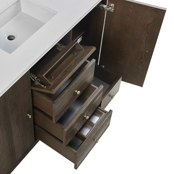James Martin Vanities Gracyn Natural Ash 48" Single Vanity with White Zeus Quartz Top