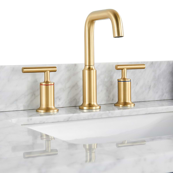 Bungalow Navy and Gold 36" Single Vanity with Carrara Marble Top