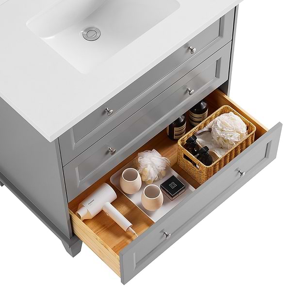 Nora Gray 36" Single Vanity with Pure White Quartz Top