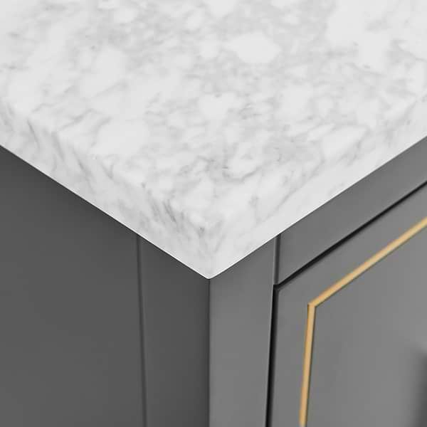 Province Charcoal and Gold 24" Single Vanity with Carrara Marble Top
