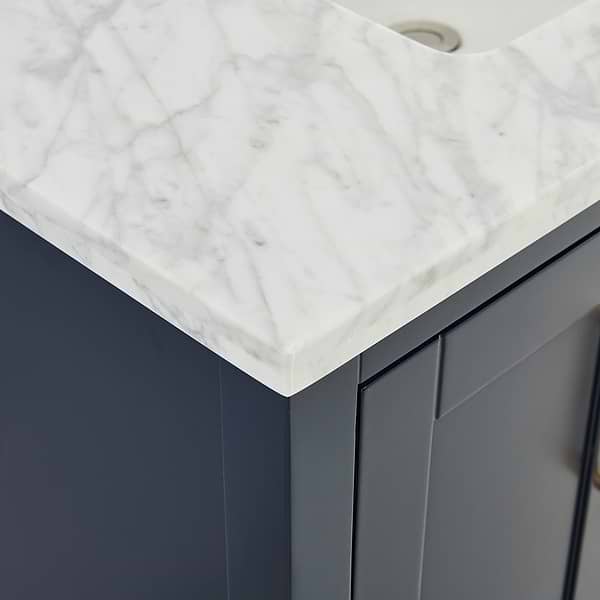 Sheraton 36" Navy Vanity with Carrara Marble Top and Ceramic Basin