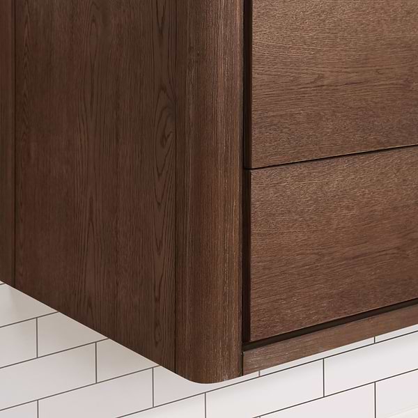 Riven Brown Oak 48" Single Vanity with Pacific White Quartz Top