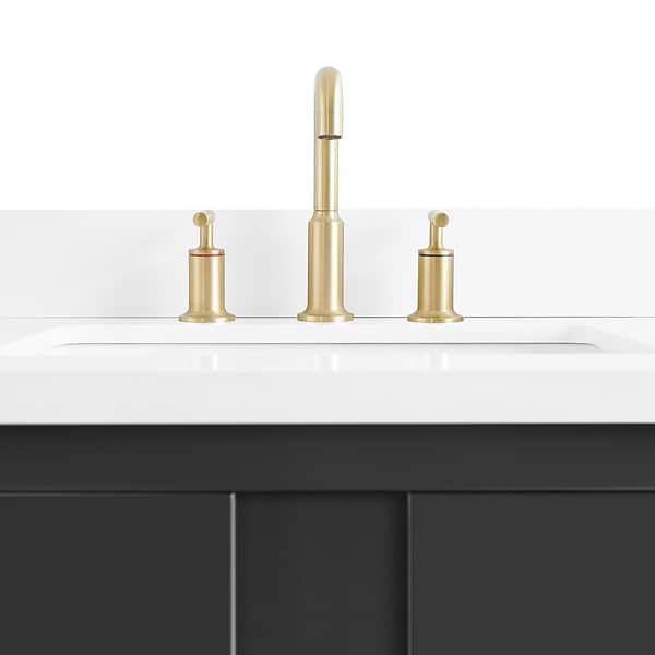 Iconic Charcoal and Gold 30" Single Vanity with Pure White Quartz Top
