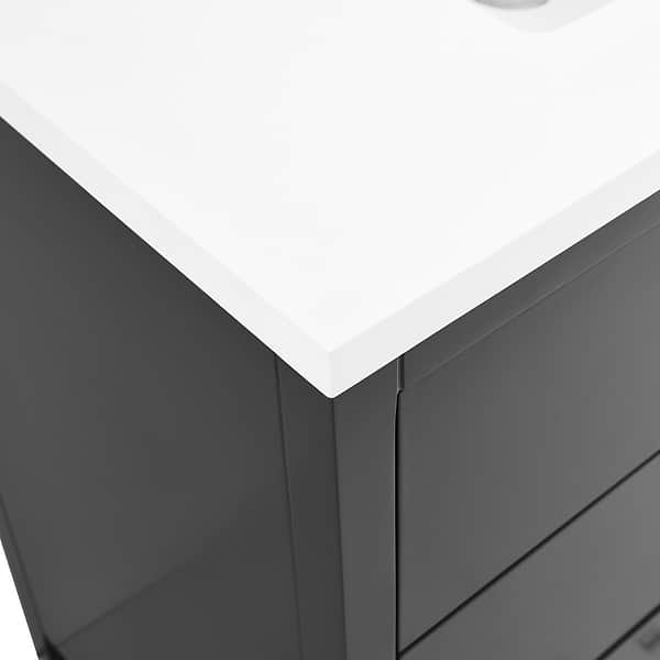 Iconic Charcoal and Gold 36" Single Vanity with Pure White Quartz Top