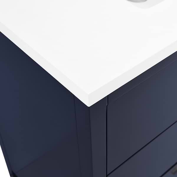 Iconic Navy and Gold 36" Single Vanity with Pure White Quartz Top
