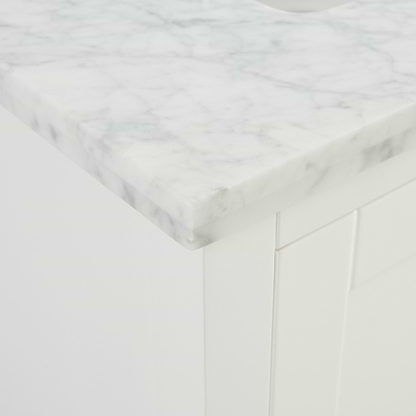 Sheraton 30" White Vanity with Carrara Marble Top and Ceramic Basin