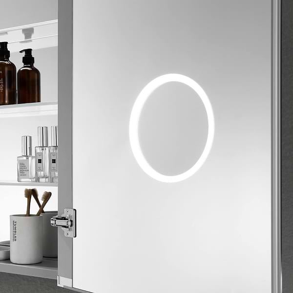 Rory Grooved 24x32" Rectangle Recessed or Wall Mounted Right-Hand LED Medicine Cabinet with Mirror