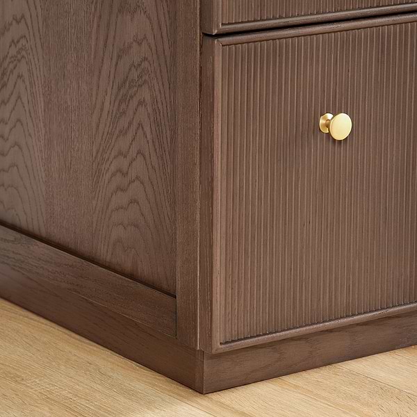 Florencia Brown Oak 60" Single Vanity with Pacific White Quartz Top