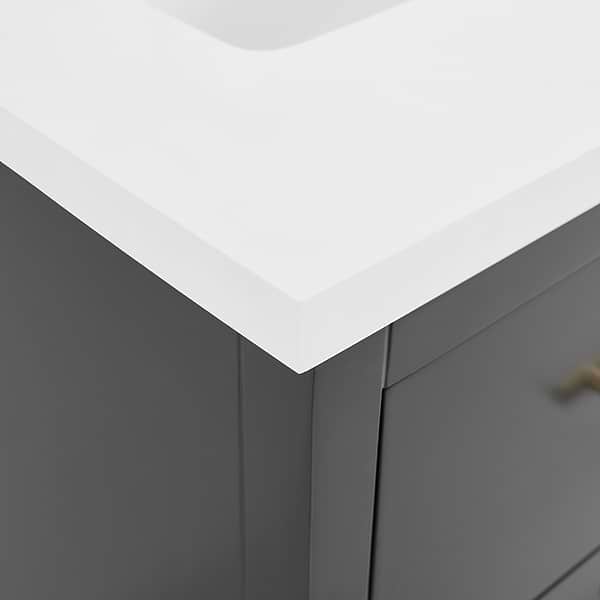 Iconic Charcoal and Gold 24" Single Vanity with Pure White Quartz Top