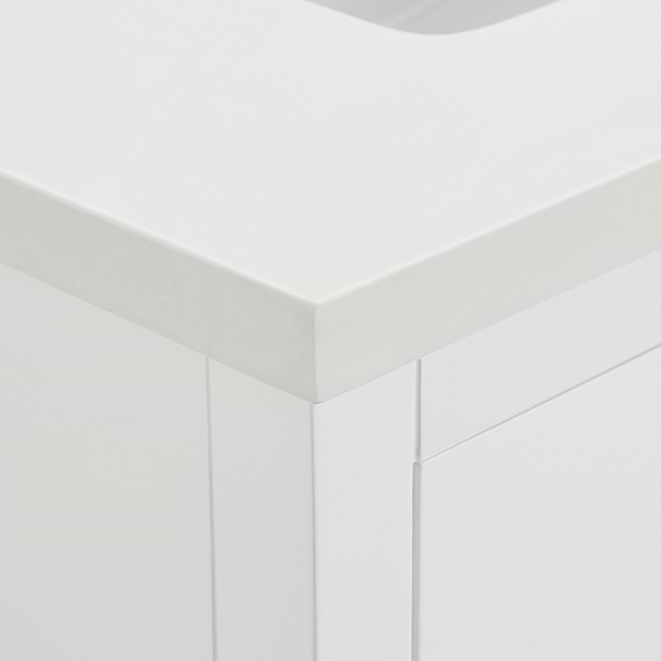 Iconic White and Silver 36" Single Vanity with Pure White Quartz Top