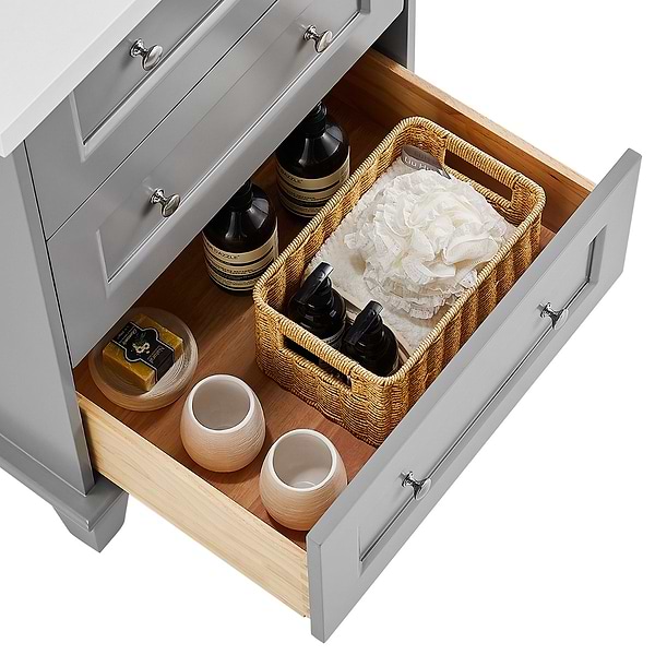 Nora Gray 24" Single Vanity with Pure White Quartz Top
