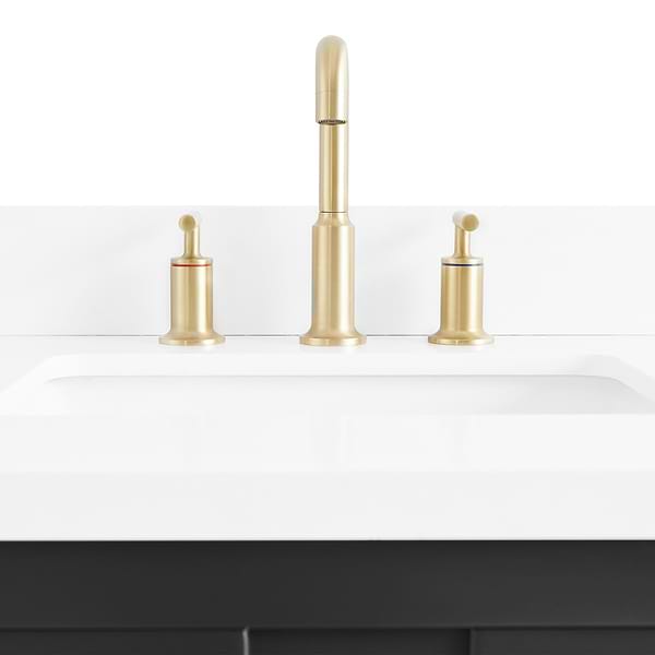 Iconic Charcoal and Gold 24" Single Vanity with Pure White Quartz Top