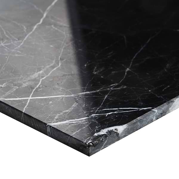 Alterno Black Silk and Lilac 12x12 Polished Marble Checkerboard Tile