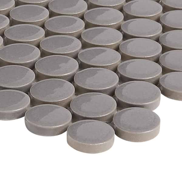 Serenity Dark Gray 1" Penny Round Polished Porcelain Mosaic Tile