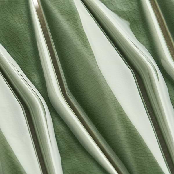 Nabi Harlequin Fern Green 2x8 Crackled Glossy Glass Mosaic Tile