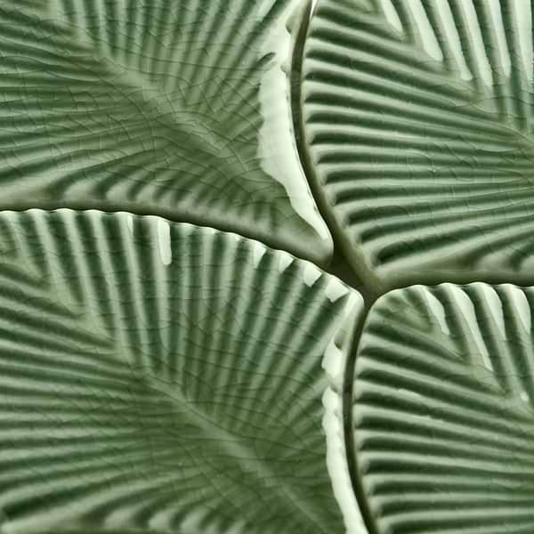 Nabi Fish Scale Fern Green 3x4"  Crackled Glossy Glass Mosaic Tile
