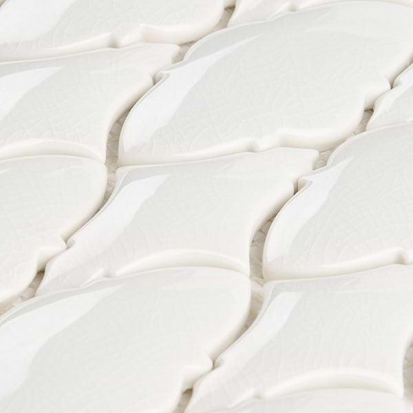 Nabi Valor Glacier White 2x4 Crackled Glossy Glass Mosaic Tile
