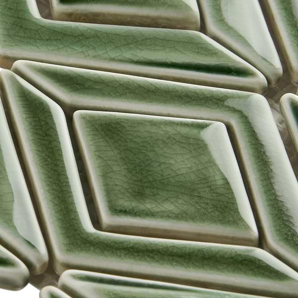 Nabi Jewel Fern Green 3D Crackled Glossy Glass Mosaic Tile